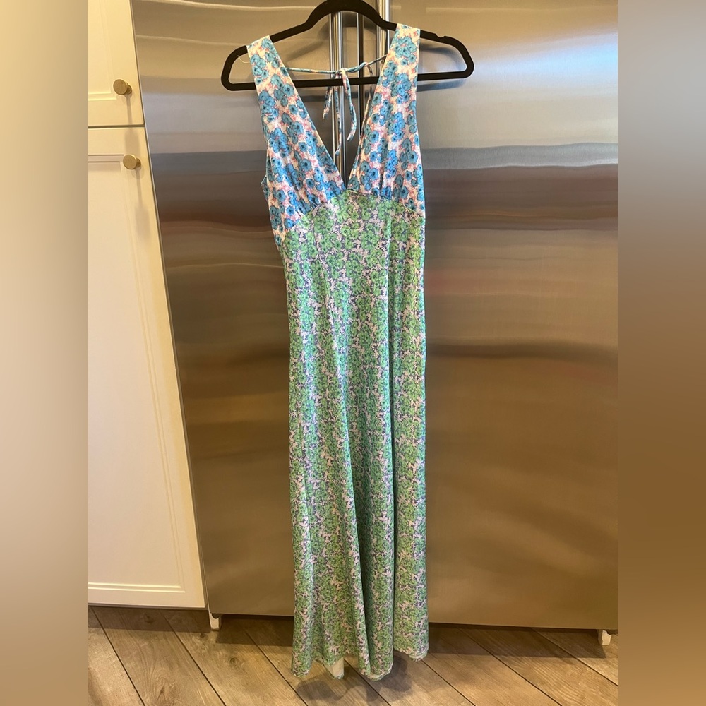 Vrg Grl Satin Floral Maxi Dress